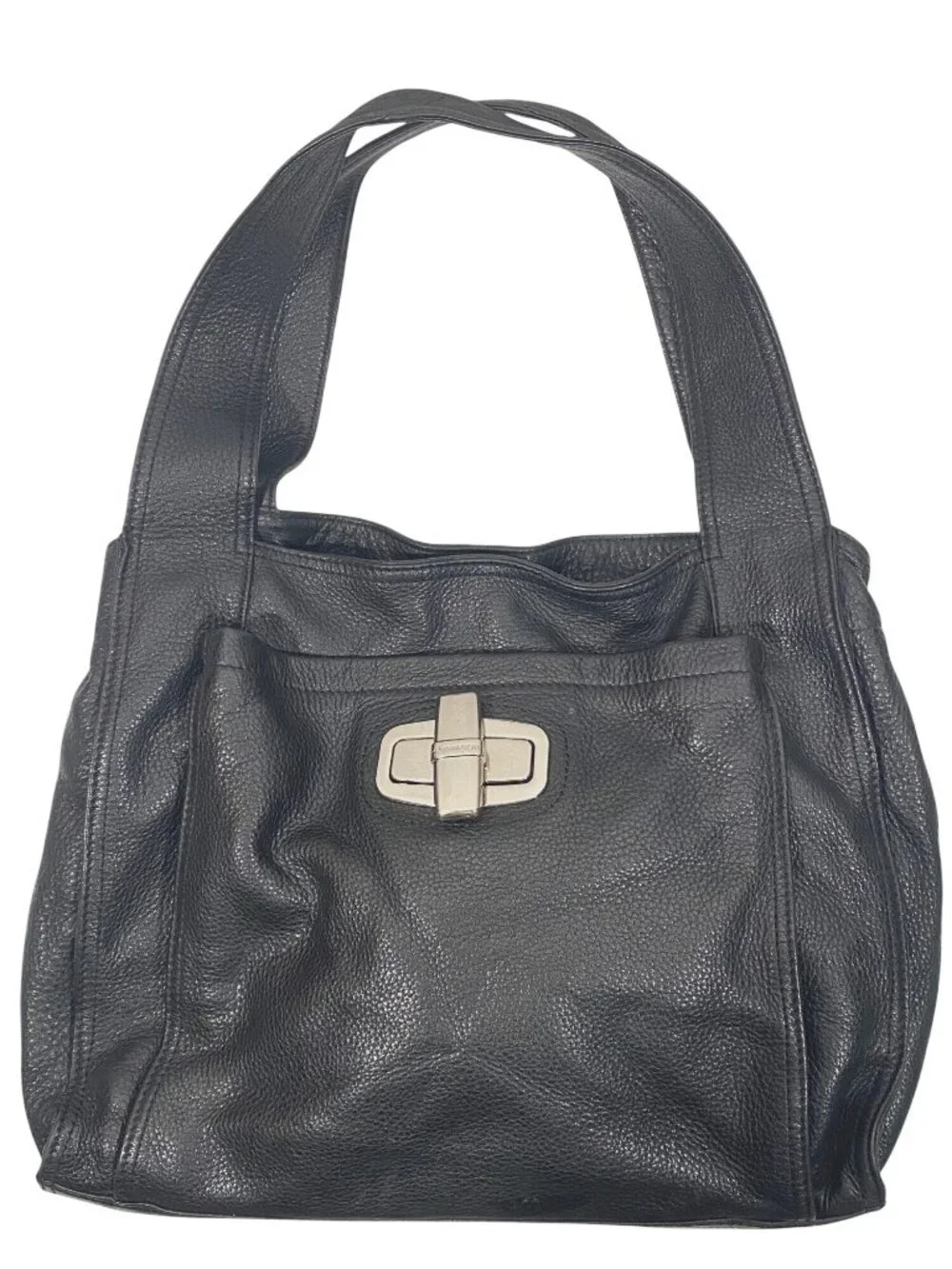 B. Makowsky Y2K Black Hobo Shoulder Bag buttery soft pebbled leather Turn Lock