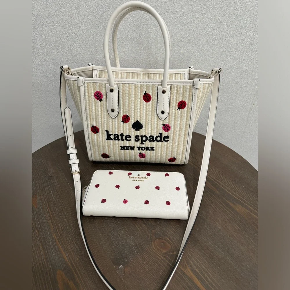 NWOT Kate Spade Ella Lady Bug bag with matching Wallet & crossbody strap