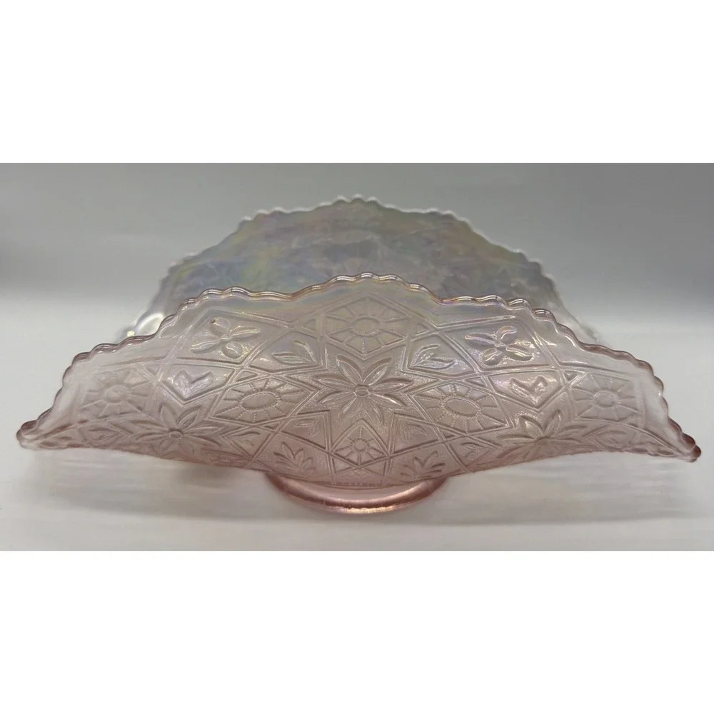 Lenox Imperial Glass Banana Boat,‎ Pink Iridescent Fruit Bowl, Hattie Pattern