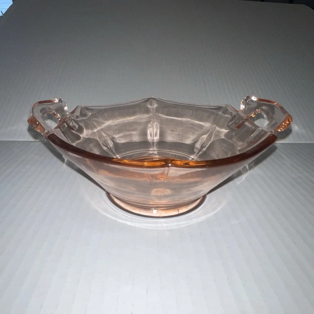 Vintage Pink Depression Glass Candy Dish with handles Imperial Glass Molly Pink