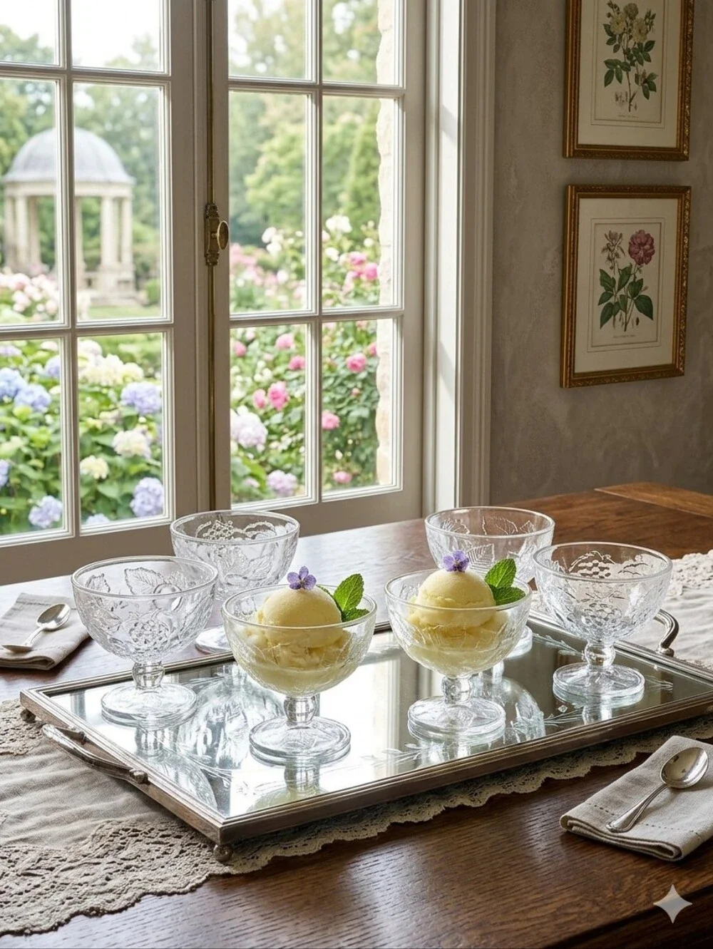 Clear Glass Dessert Bowls — Elegant Pressed Glass‎ Set Of 6