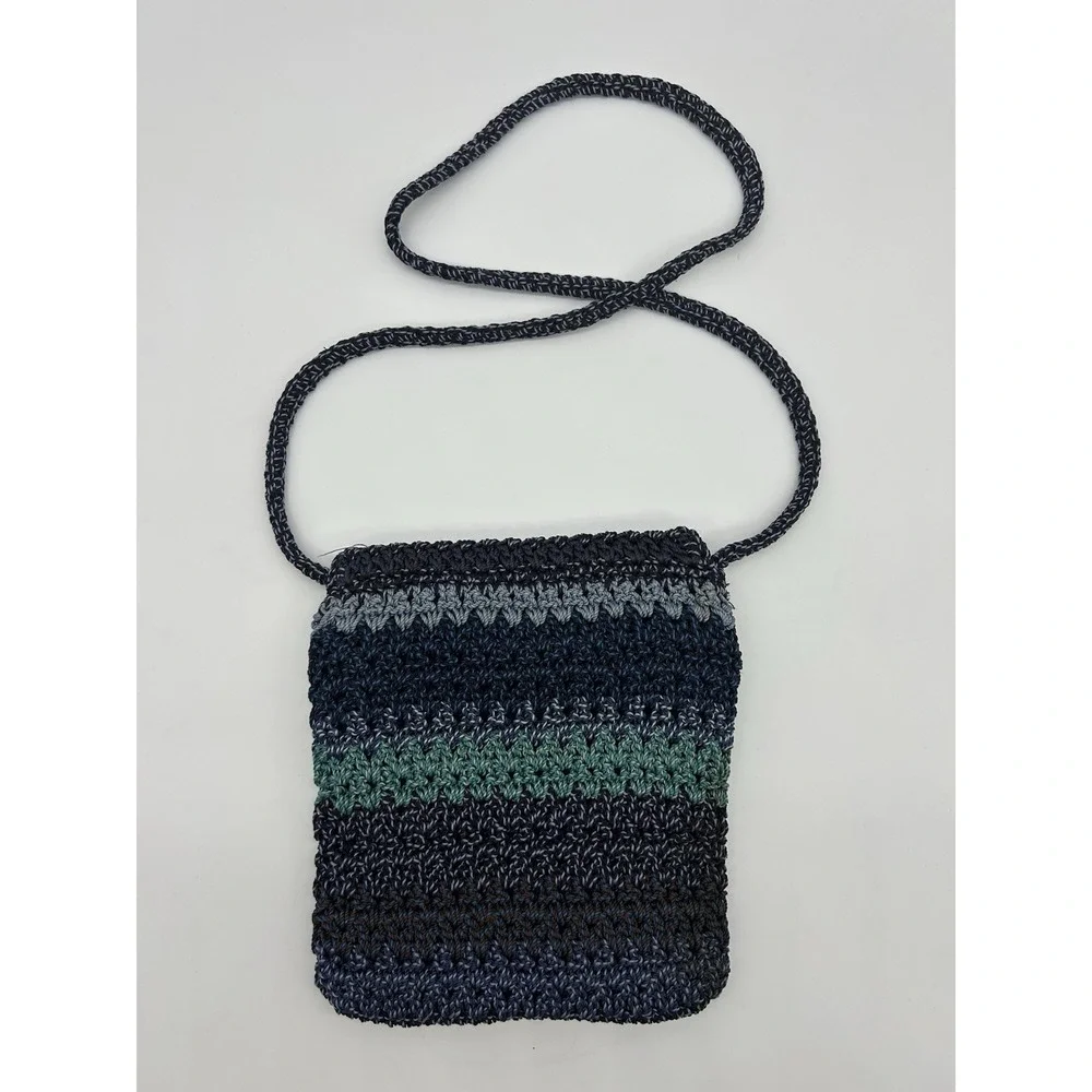 the‎ sak Blue and Green Striped Crochet Shoulder Bag 8.5