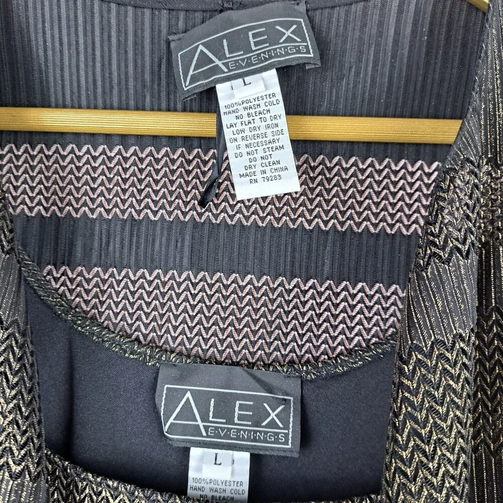 NEW Alex Evenings Set Of 2 Tank And Blazer Top Gold Metallic Black Size L