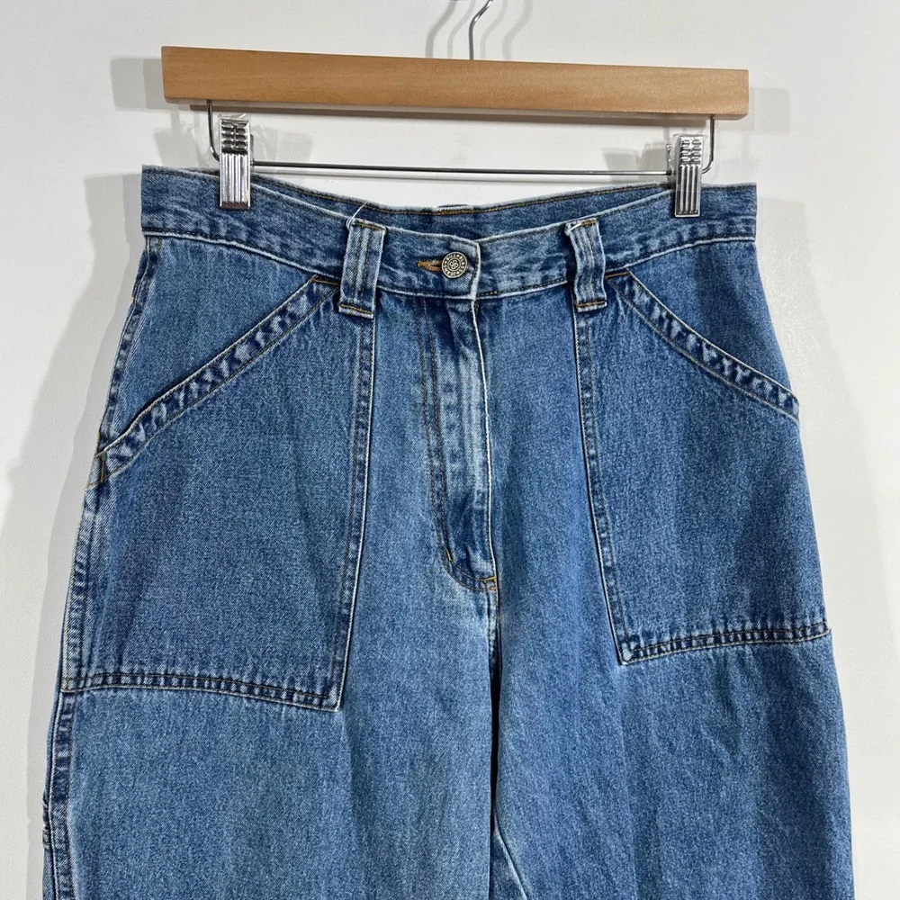 Vintage Bill Blass Baggy Carpenter Capri Jeans Womens 8P Denim 90s Streetwear