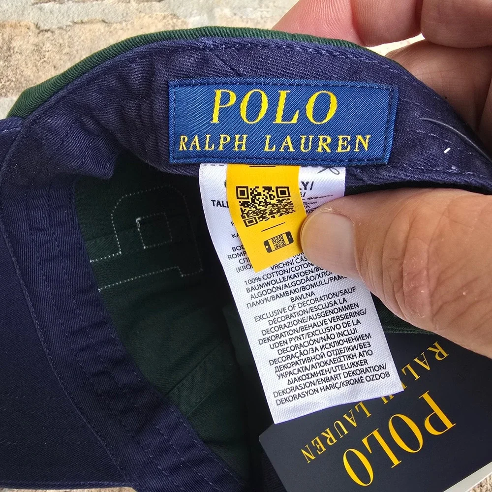 Polo Ralph Lauren Mens Green Navy Blue Chenille P Patch Baseball Cap Hat NEW