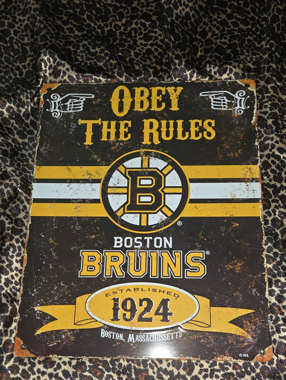 Boston Bruins Metal Tin Sign NHL Embossed Vintage Pub Man Cave Wall Decor