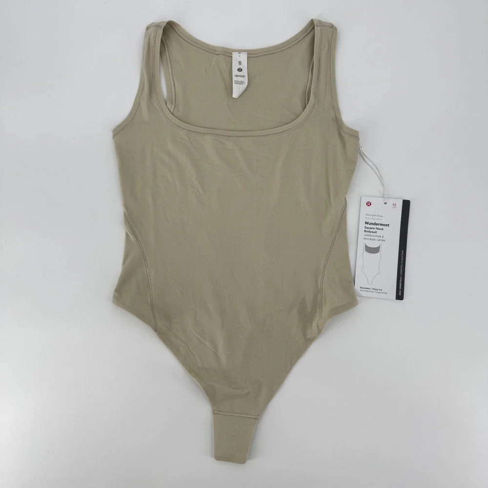 Lululemon Wundermost Square-Neck Sleeveless‎ Bodysuit Mojave Tan Nulu LW1ES1S XS