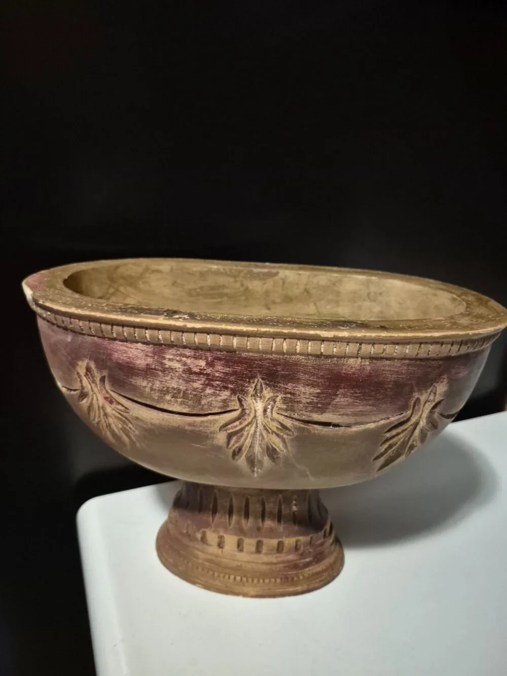 VINTAGE CARVED WOODEN VESSEL