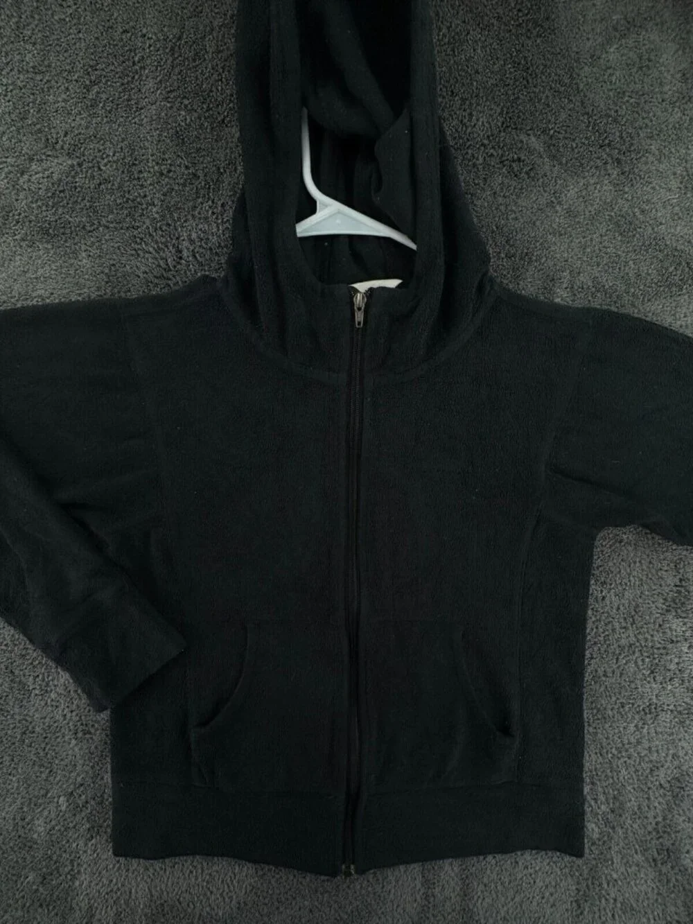 Patagonia Adult Women Jacket Small Black Hooded Full Zip Fleece W/ Pockets