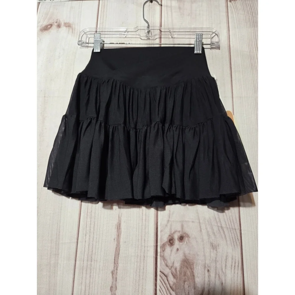Blogilates Ballerina Skort Black Tiered Mesh Athletic Skirt XS New