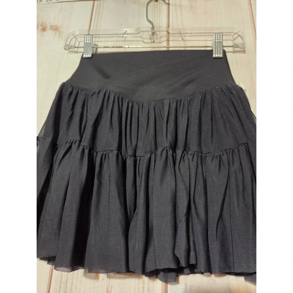 Blogilates Ballerina Skort Black Tiered Mesh Athletic Skirt XS New