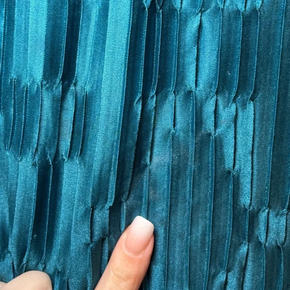 Cider Happy Hour Teal Blue Pleated Satin Midi Skirt Boho Feminine Womens Med NEW