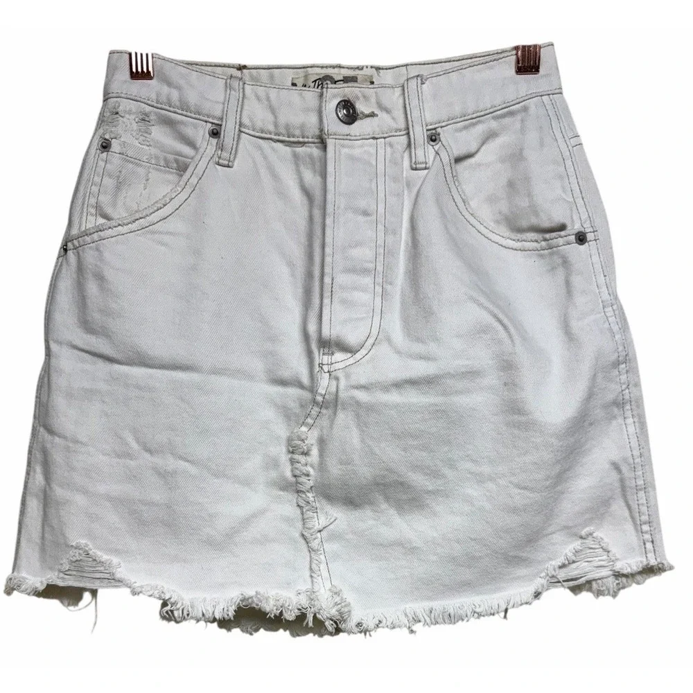 Free People We The Free Brea‎ Cutoff Skirt Deco White Women's Size 25