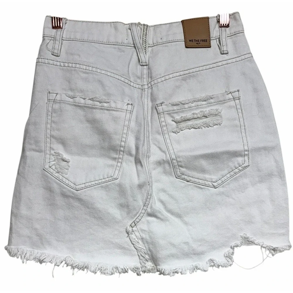 Free People We The Free Brea‎ Cutoff Skirt Deco White Women's Size 25