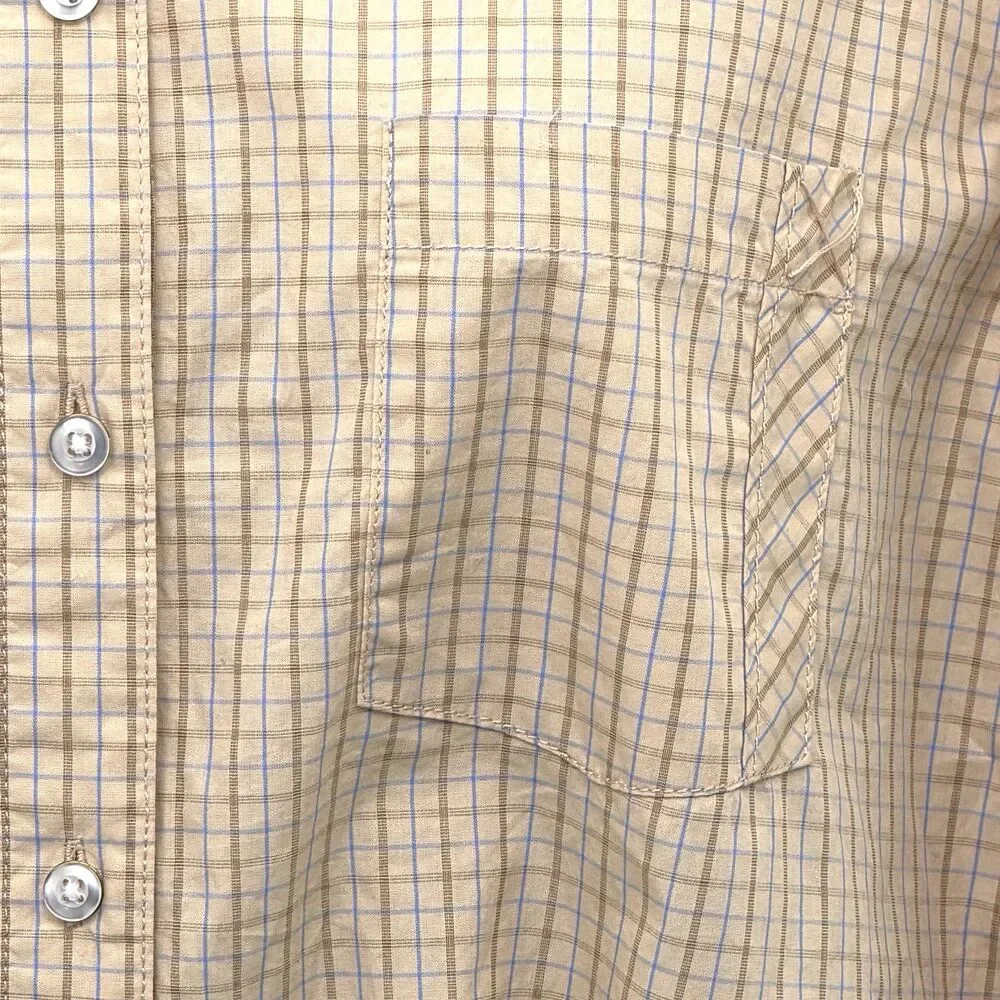 Free People Quinn Check Oversized Button Down Tan Combo NWT Size XS Boho