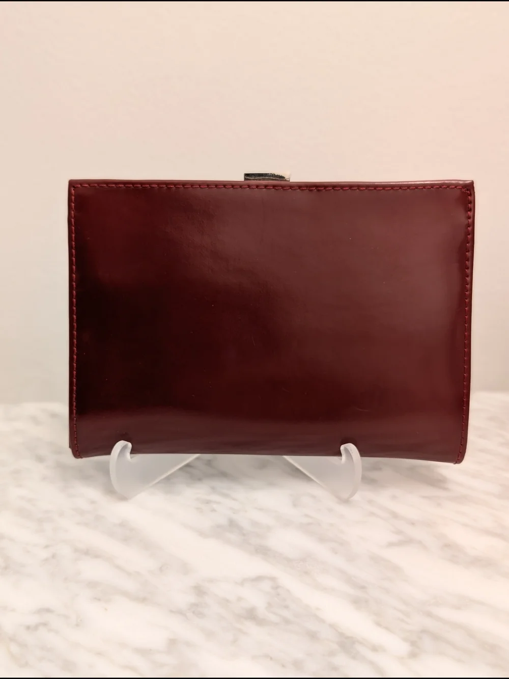 Nine West Burgundy Leather Wallet with Gold  Kisslock