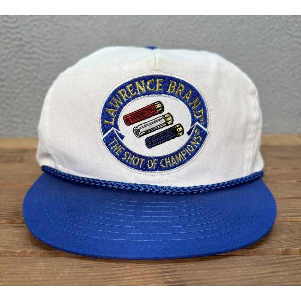 Vintage Lawrence‎ Brand Hat Adult White Snapback Cap Hunting Grunge Skater 90s