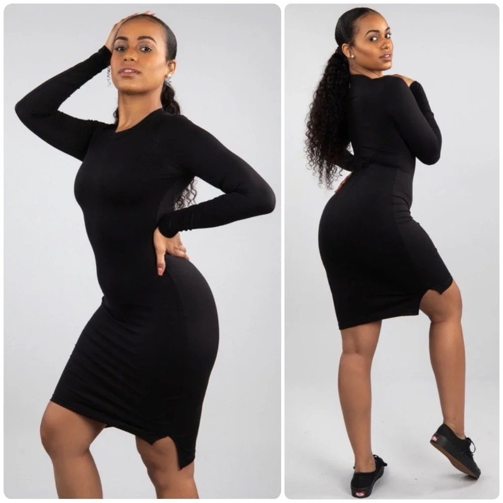 BuffBunny‎ Womens Black Fall In Love Athleisure Compression Bodycon Dress Size M