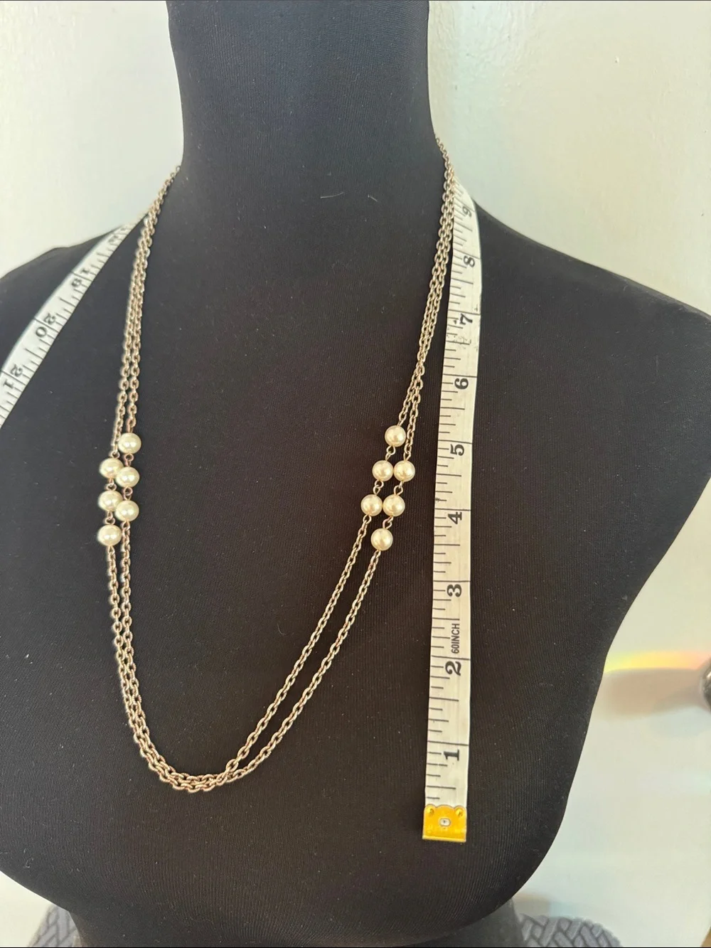 Long Gold Pearl Station Necklace - Women Jewelry