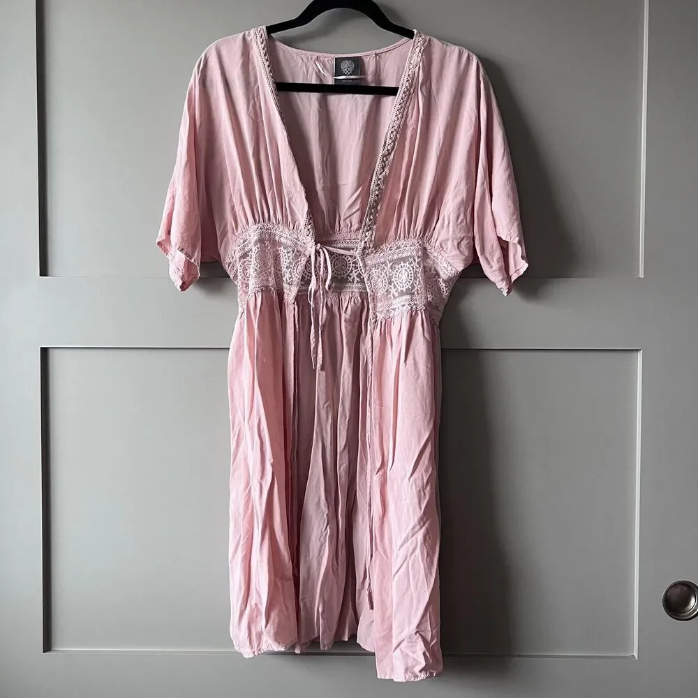 Vince Camuto Pink Lace-Trim Swim Coverup PRICE FIRM!