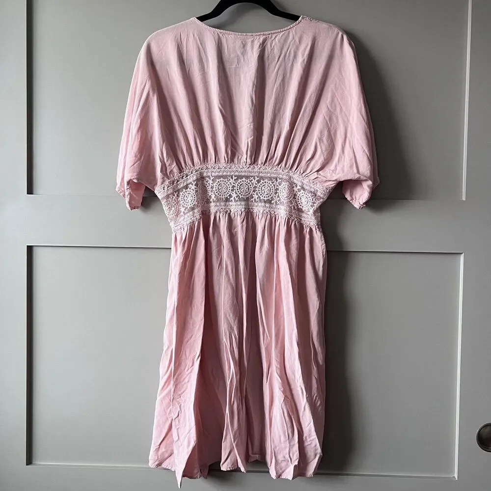 Vince Camuto Pink Lace-Trim Swim Coverup PRICE FIRM!