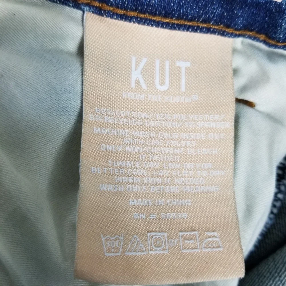KUT from the Kloth Sienna Wide Leg Jeans Womens 10P Blue High Rise Cuffed Denim