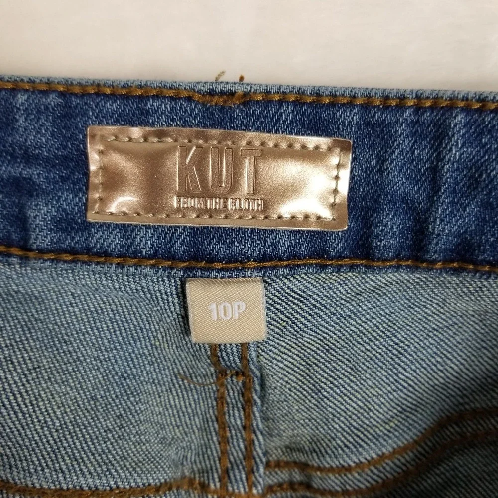 KUT from the Kloth Sienna Wide Leg Jeans Womens 10P Blue High Rise Cuffed Denim