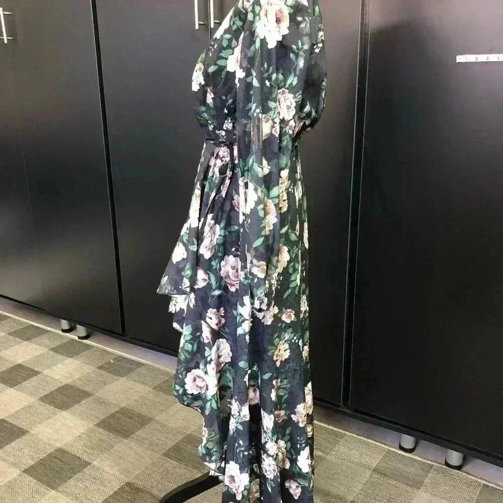 Lulus Feeling Cherished black Floral Ruffled Wrap Tiered Maxi Dress