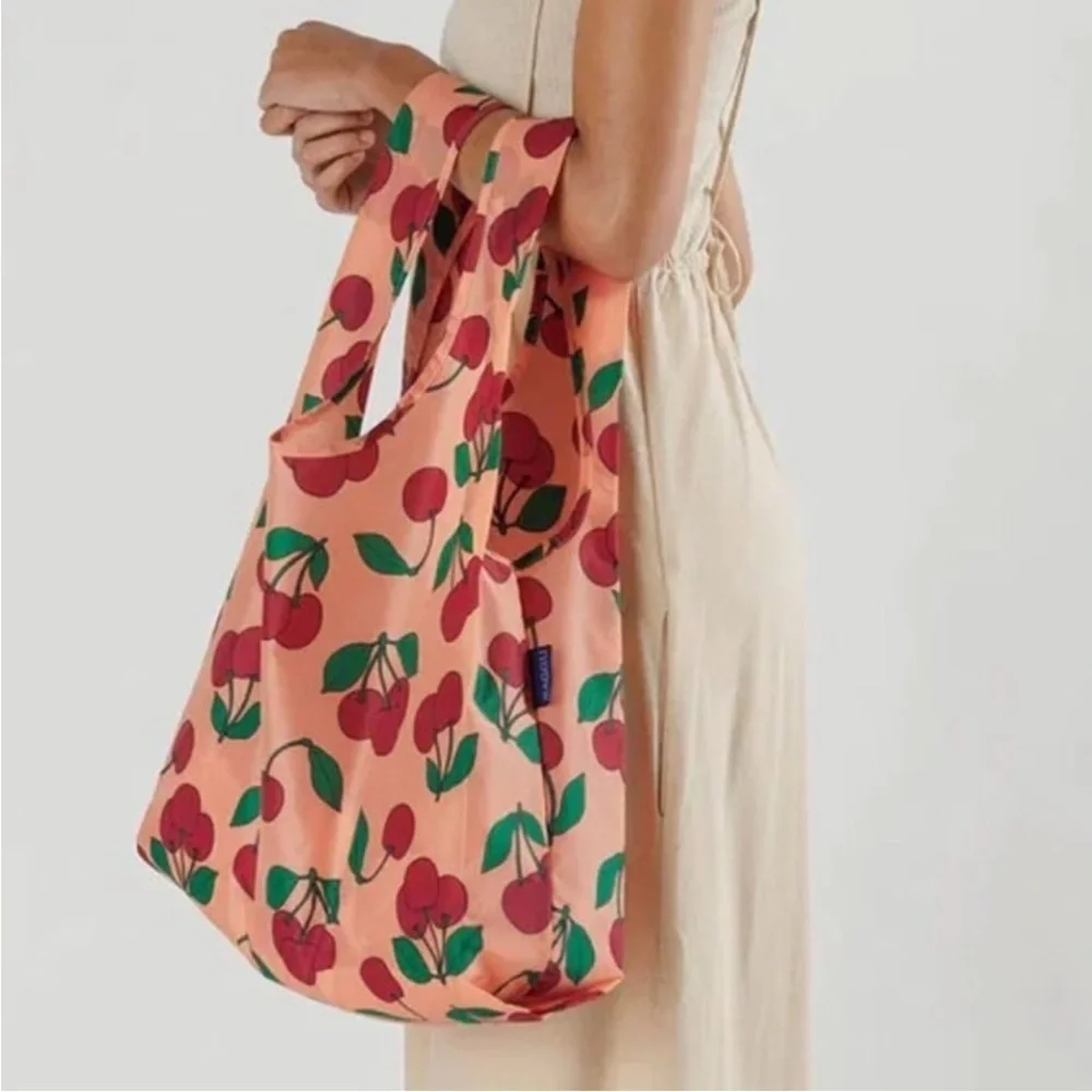 NWT BAGGU Standard Reusable Bag Sherbet Cherry Peach