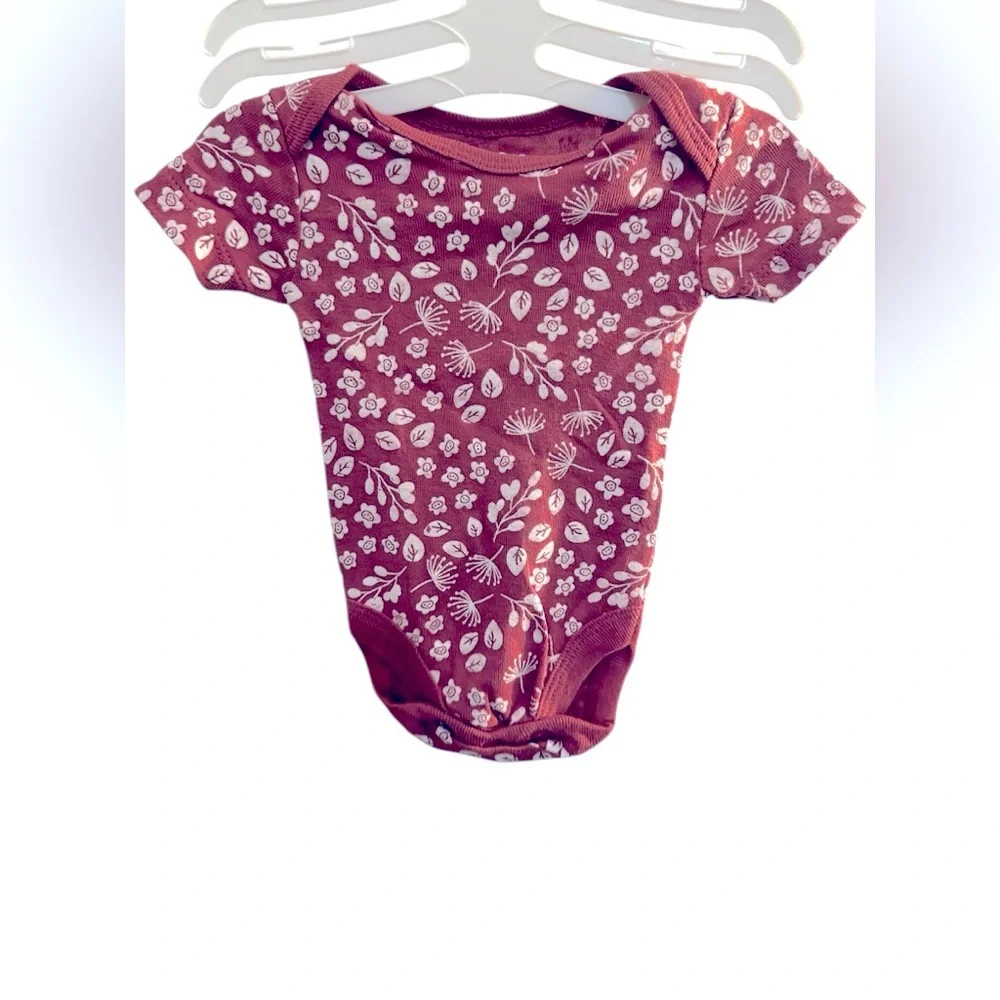 Koala Kids Cream and Red Floral Set of 3 onesie’s
