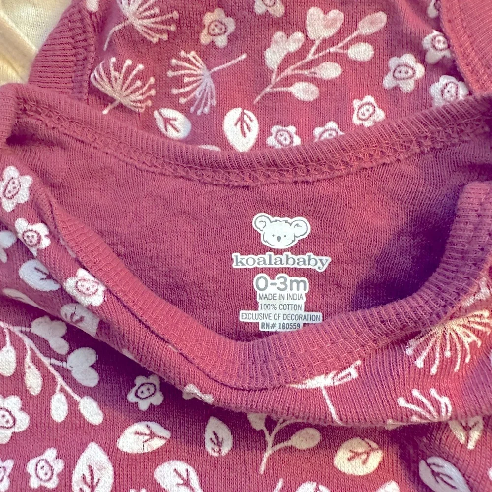 Koala Kids Cream and Red Floral Set of 3 onesie’s