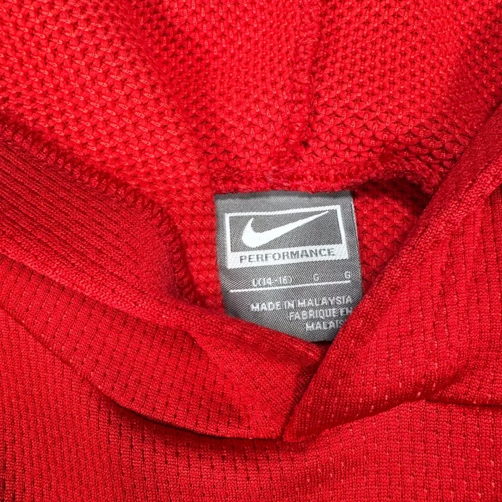 NIKE Kid's L (14/16) Red White Athletic‎ Activewear Pullover Performance Hoodie