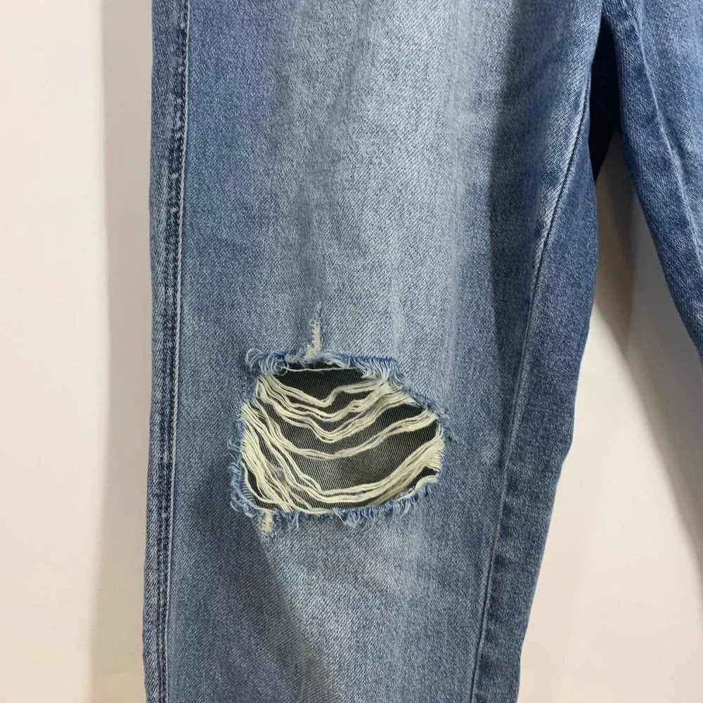 Judy Blue Womens Straight Distressed Jeans High Rise Straight Leg Raw Hem SZ 14W