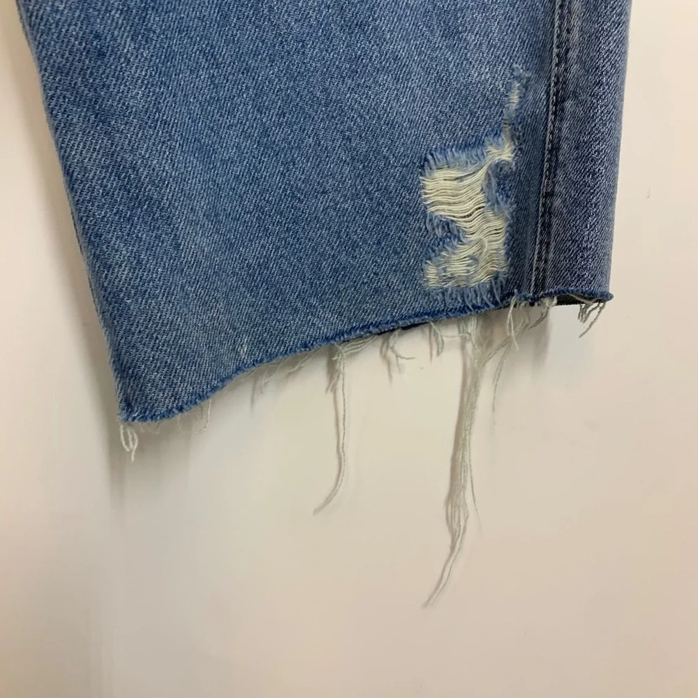 Judy Blue Womens Straight Distressed Jeans High Rise Straight Leg Raw Hem SZ 14W