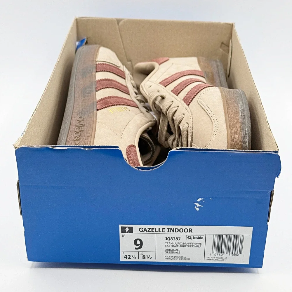 Adidas Gazelle Indoor Size 9 Mens Khaki Brown Gum JQ8387 - NEW