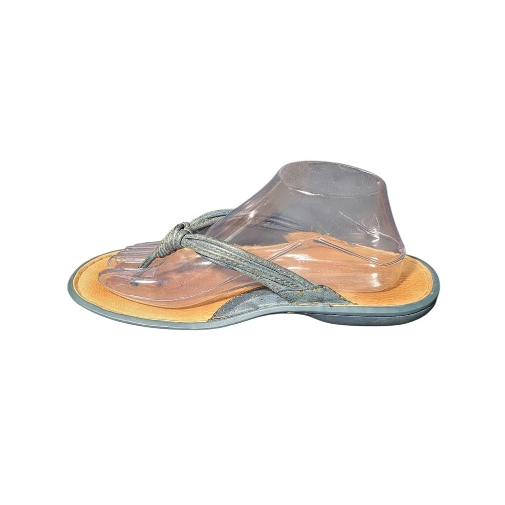 Born Womens Thong Sandals Size 9 40.5 Blue‎ Green Leather Flip Flop Floral Sole