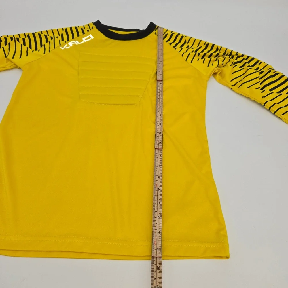 Kalci Soccer Goalkeeper Jersey Kids YXL Yellow Padded‎ Long Sleeve Shirt