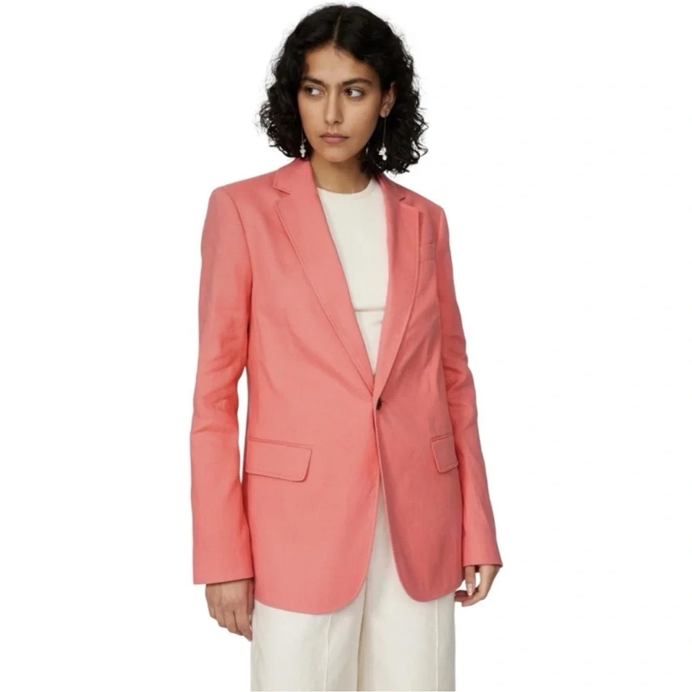 A.L.C. Coral Pink Donovan Linen Cotton Blend‎ Blazer Jacket Size 2