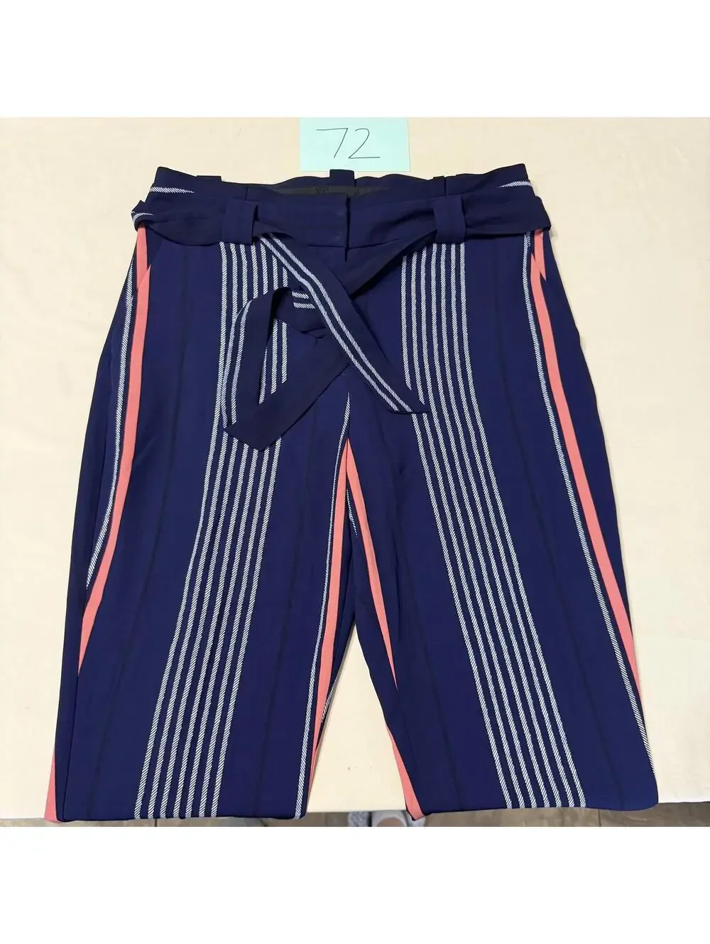 Express Women's Navy Blue Striped Pants with Belt Size 12
