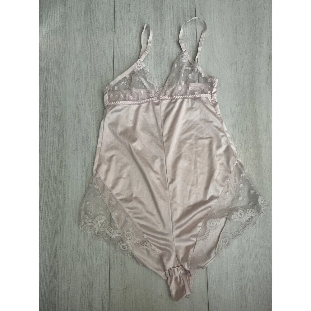 Vintage Warners Whimsies‎ Pink Teddie Body Suit 1970's Sz 32 Pink - Antron Nylon