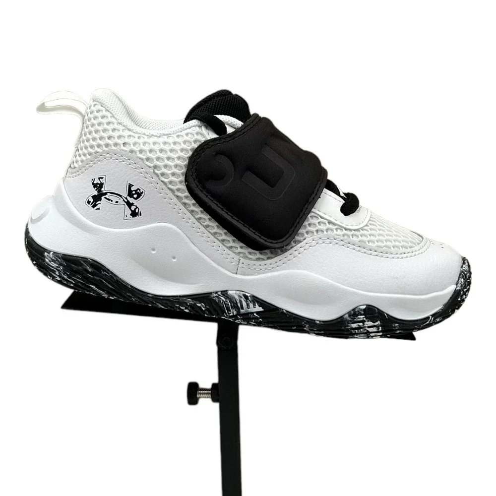 Under Armour Lockdown Youth‎ Boy's Leather Basketball Shoes Size 3Y White/Black