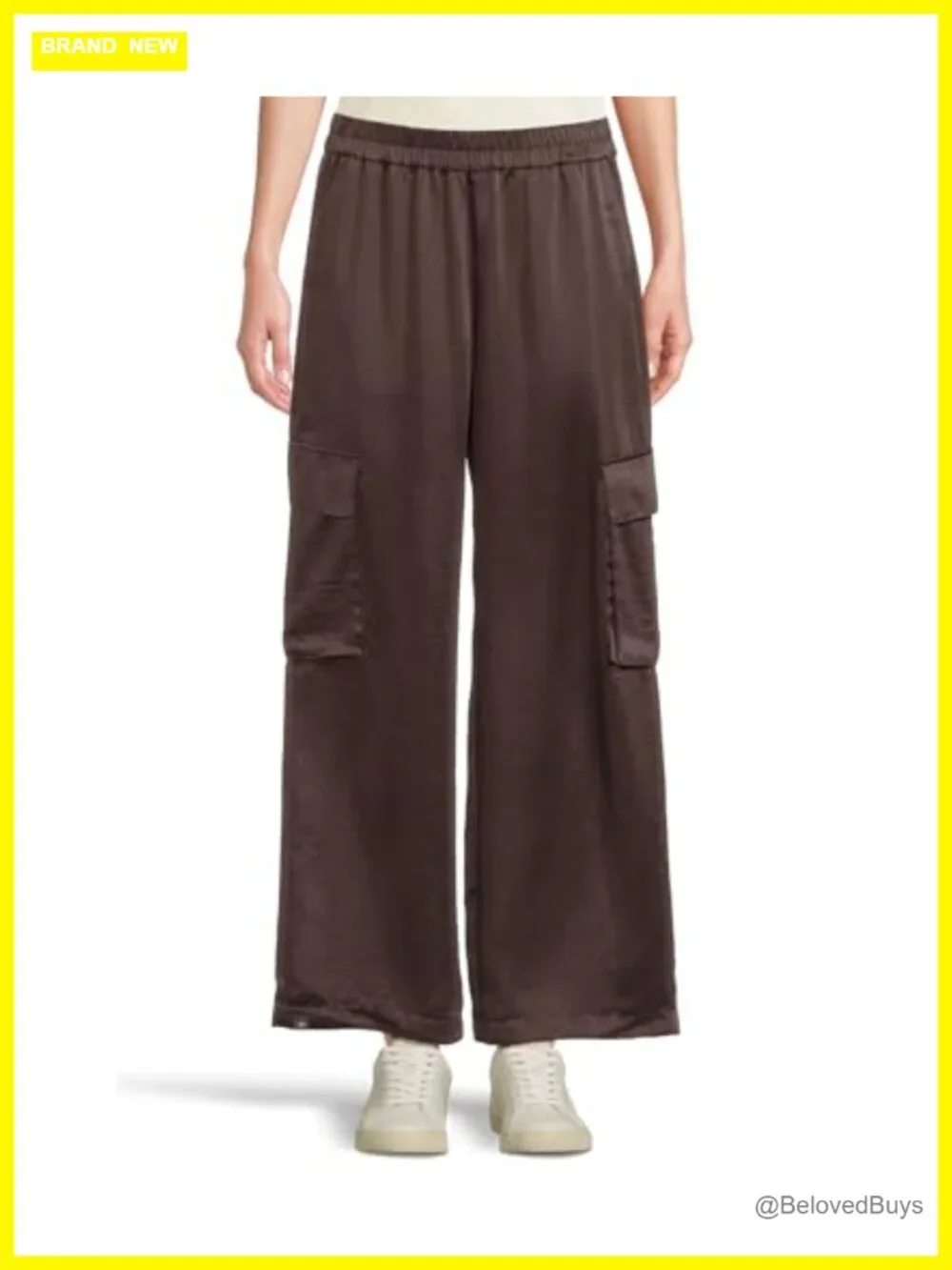 Liquid Satin Wide Leg Cargo Pant Pull-On Relaxed Fit