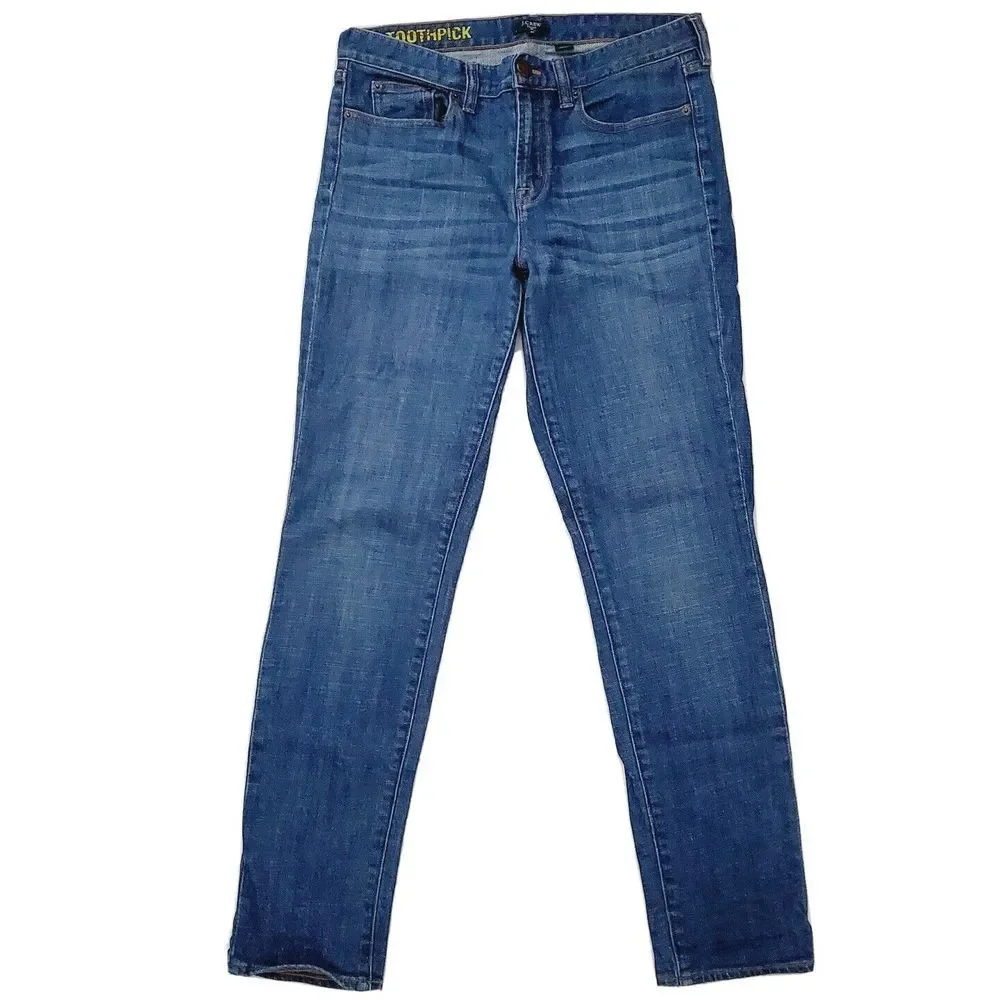 J. Crew Toothpick‎ (Womens 29) Stretch Skinny Denim Jeans Med Blue Wash 5 Pocket