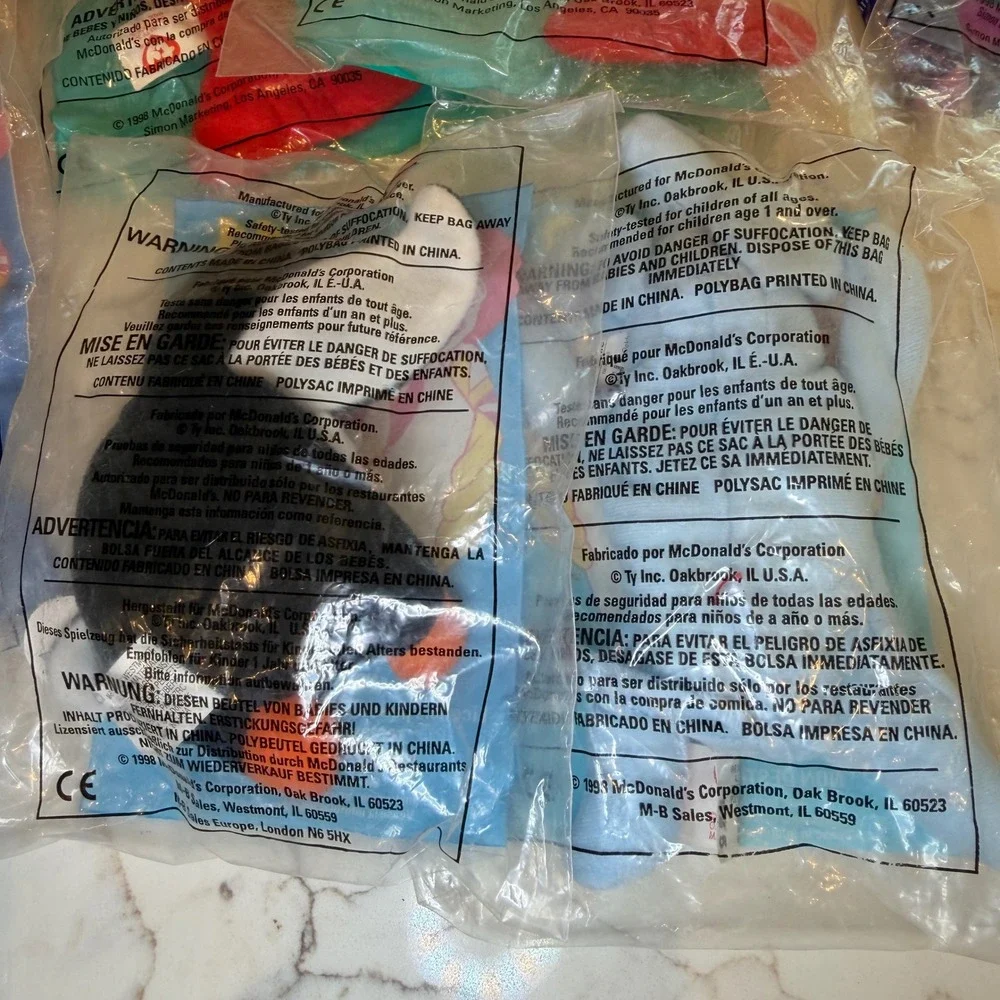 McDonalds Ty Teenie Beanie Babies Lot of 10 New Sealed in Bag‎ vintage 1998