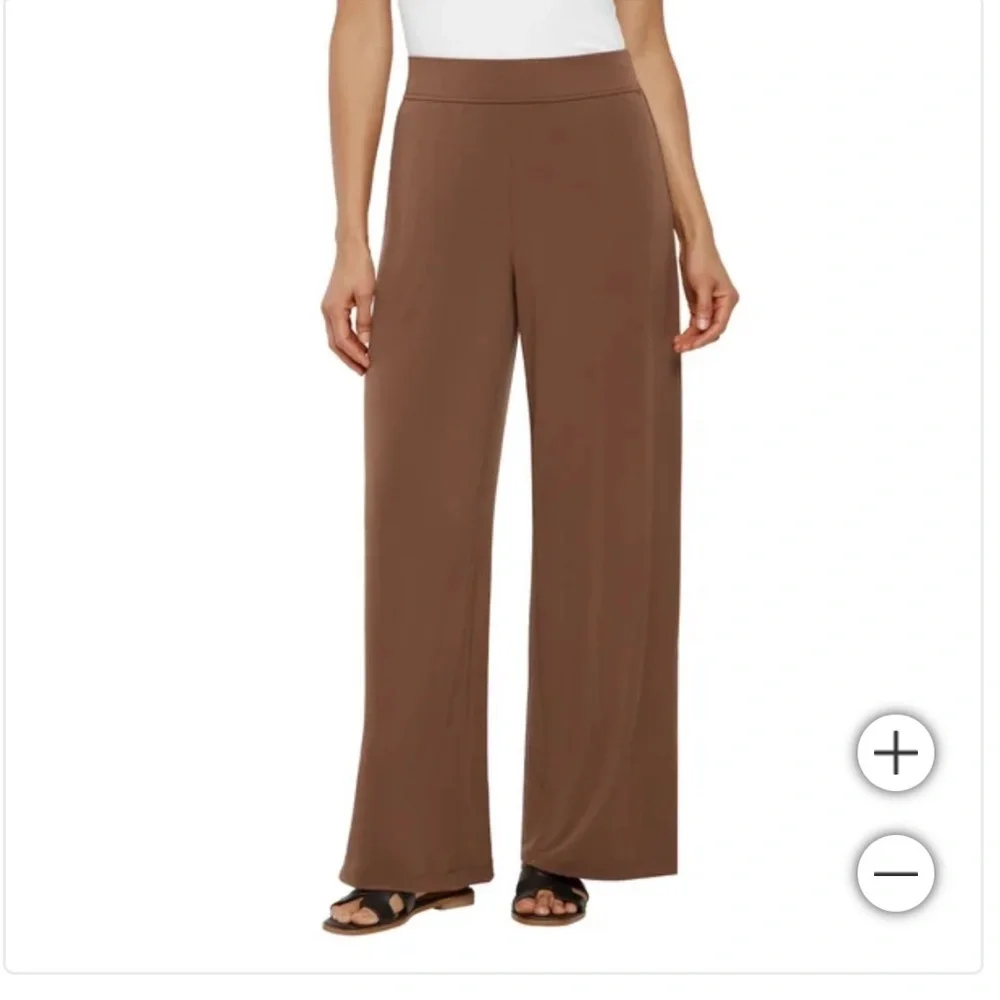NWOT Three Dots Women's Pull-On wide leg brown‎ Pant XL