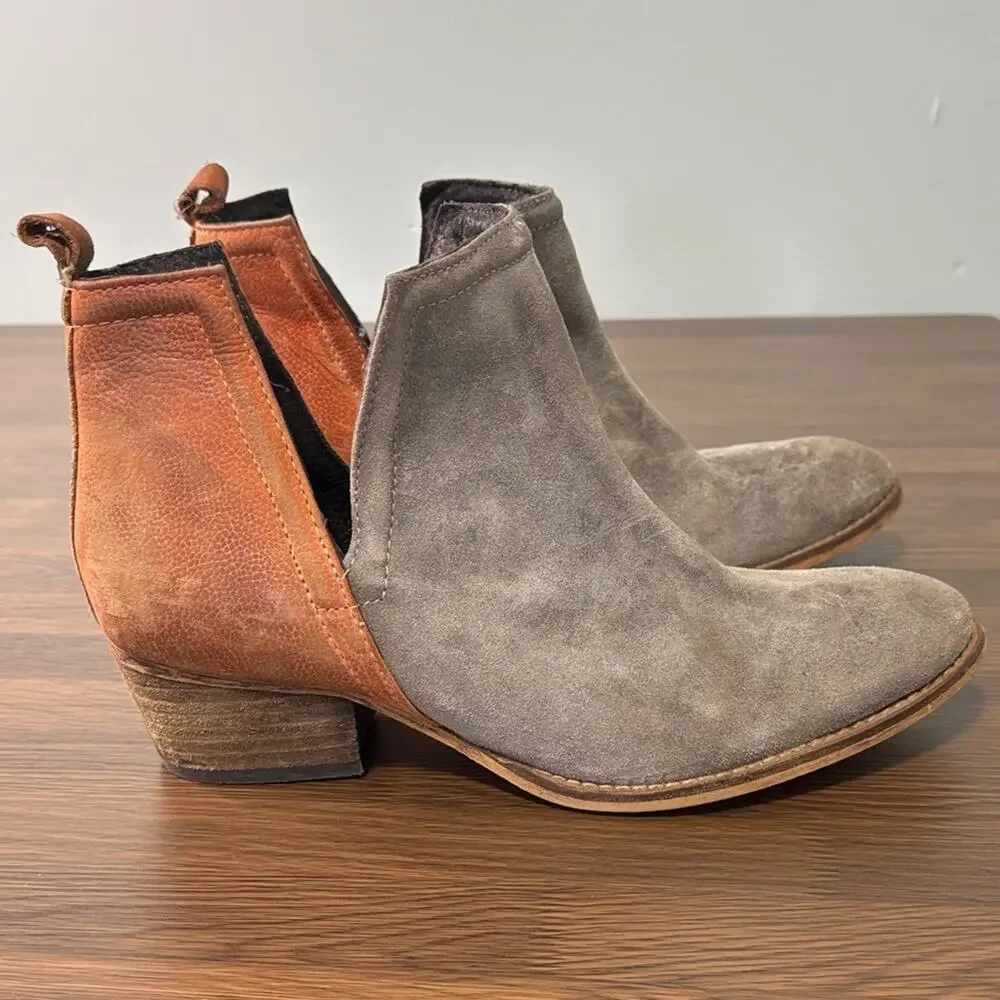 DIBA True Women's Suede‎ Ankle Boots - Gray and Tan