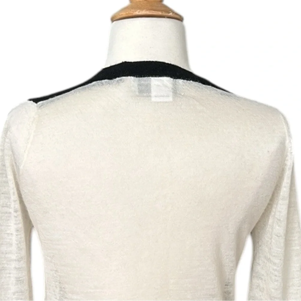 A.L.C. Lightweight Wool Sweater Black Cream Color Block Layer Neutral Size Small