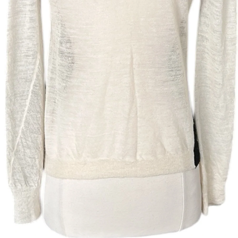 A.L.C. Lightweight Wool Sweater Black Cream Color Block Layer Neutral Size Small