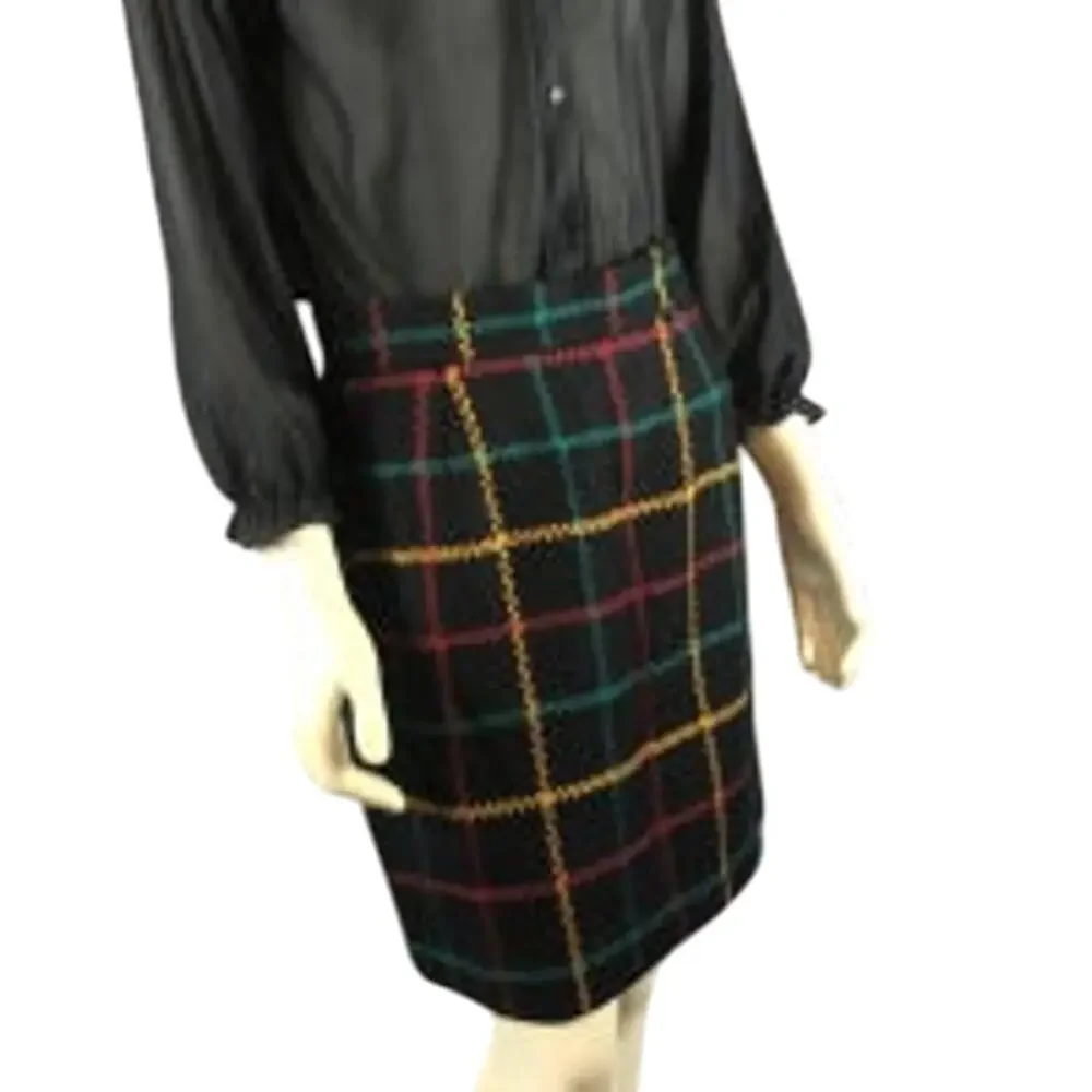 1980s Jones New York Wool Plaid Mini Skirt size