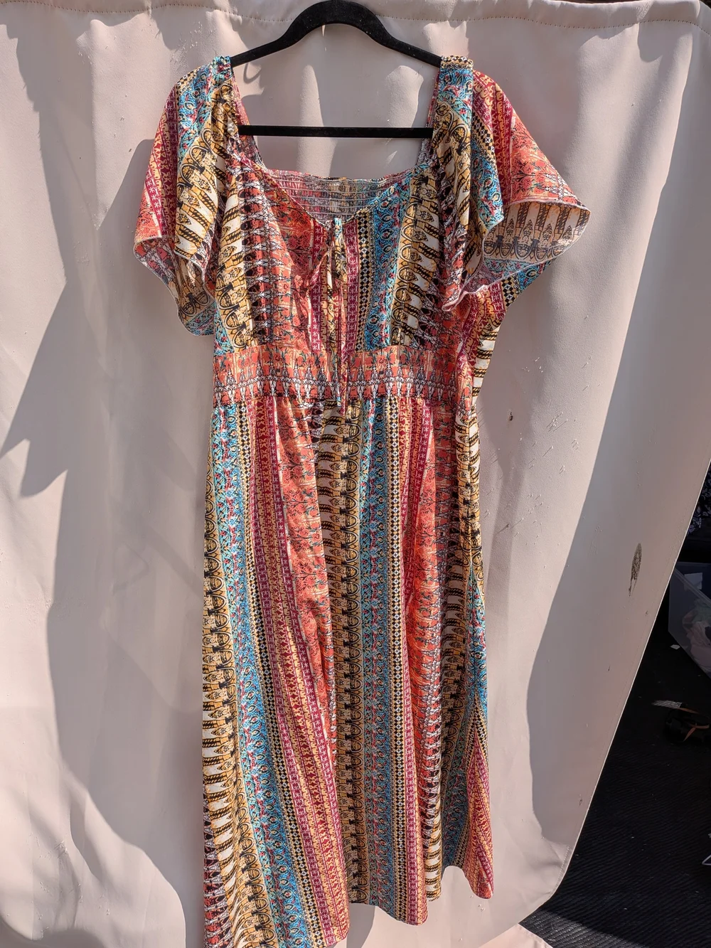 Boho Striped Multicolor Midi Dress